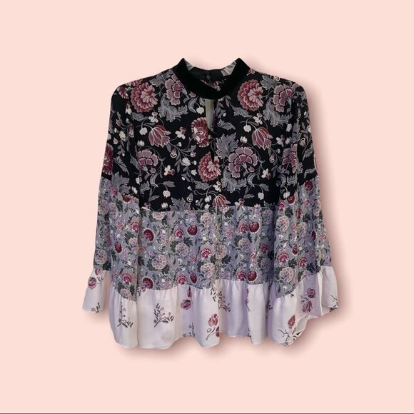 LOFT Boho Floral Keyhole Swing Top Size XS NWT - Picture 1 of 8